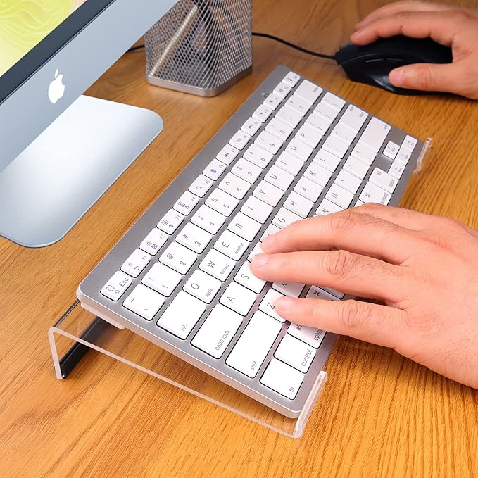 Small Computer Keyboard Stand, 11.8 x 5.1 Inch- Keyboard Tray for 78 Keys Keyboard, Acrylic Keyboard Riser Lift for Desk, keyboard Holder for Mini Computer Keyboard & Apple Magic Keyboard -Clear