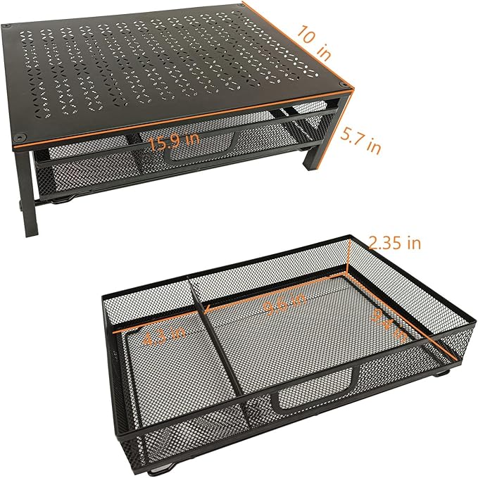 Metal Computer Stand for Desk,Monitor Riser with Drawer ,Desktop Stand for Laptop,Printer and Monitor,Black