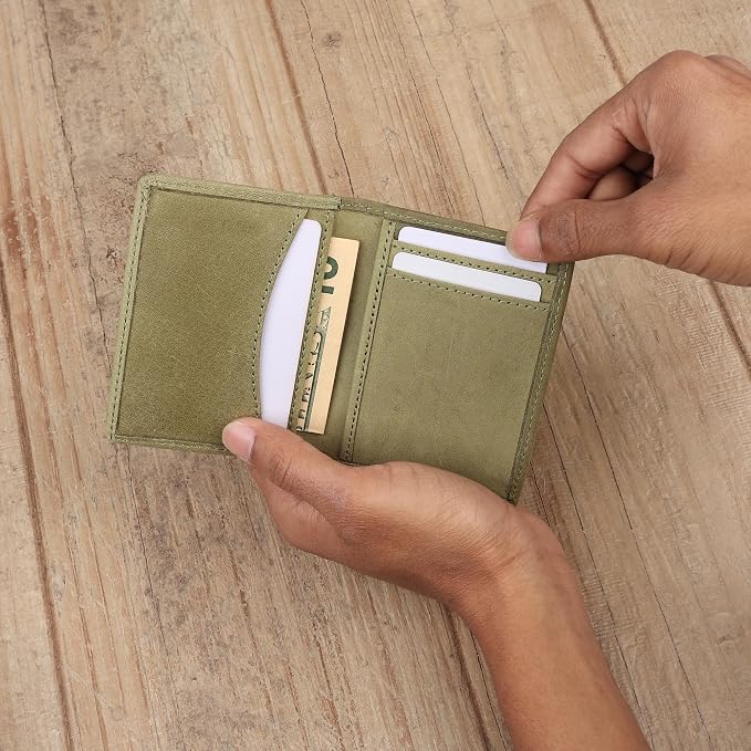 FOXHACKLE Full Grain Leather Credit Card Holder for Men and Women, Slim Bifold RFID Blocking Wallet, Thin Front Pocket Minimalist Wallet, Small Card Case.