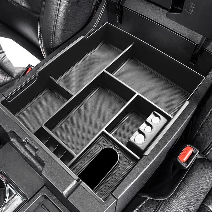 HGWEI Center Console Organizer Tray Compatible with Toyota Tundra 2014 2015 2016 2017 2018 2019 2020 2021 Tundra Interior Accessories, Armrest Secondary Storage Box Insert Tray Divider, Black