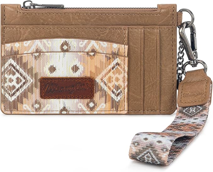 Montana West X Wrangler Aztec Credit Card Holder for Women Slim Keychain Wallet Small Wallet Women Ladies Female Cards & ID Cases with Keychain Wristlet Strap