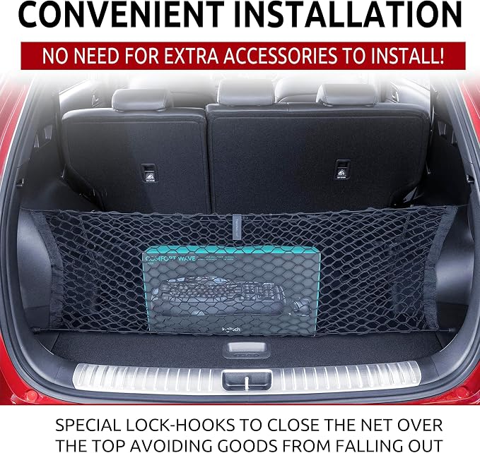 Envelope Style Automotive Elastic Trunk Mesh Cargo Net for Kia Sportage LX EX SX X-Line 2023-2026 - Premium Trunk Organizer and Storage - Luggage Net - Best Car Organizer for Kia Sportage