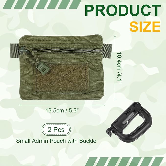 Small Admin Pouch, Nylon Zipper Pouch Storage Pocket with Hook and Loop Compact Camping Gear Organizer