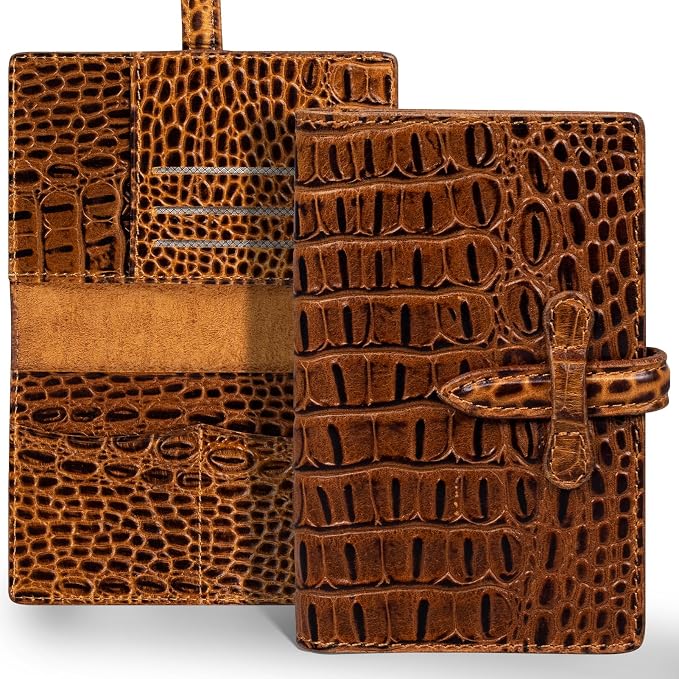 Genuine Leather Passport Holder Travel Bifold Wallet For Men And Women Slim RFID Blocking Brown