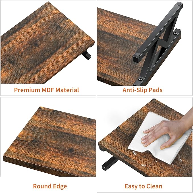 Dual Monitor Stand Riser, Large Wood Monitor Riser for 2 Monitors, Monitor Lift with Storage for Desk, Sturdy Wood&Steel Multi Screen Stand, Desktop Organizer Monitor Stand for Computer