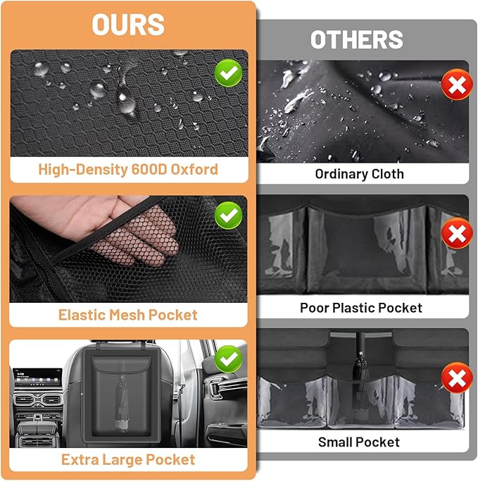 Detachable Hanging Trunk Organizer, Foldable Car Trunks Organizer Back Seat Hangings with 7 Large Compartments, Hanging Trunk Organizer for SUVs, Jeeps, Hatchbacks