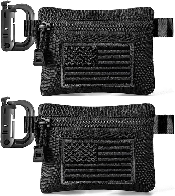 FRTKK 2 Pack Tactical Compact EDC Pouches Military Molle Utility Pouch Accessories Organizer Pouch Coin Purse Keychain Pocket Credit Card Holder Waist Pack