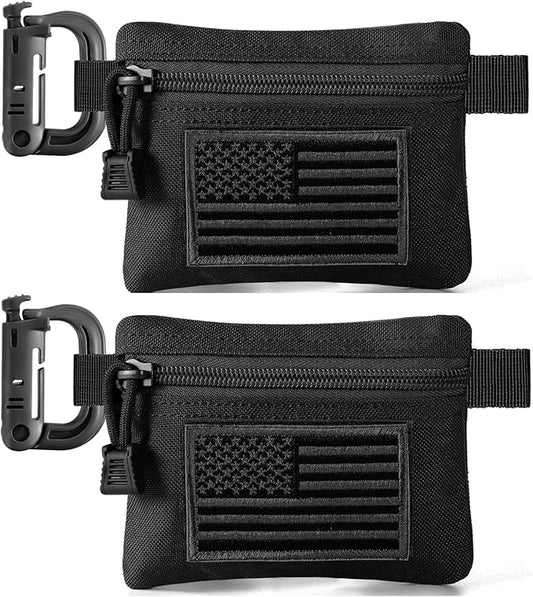 FRTKK 2 Pack Tactical Compact EDC Pouches Military Molle Utility Pouch Accessories Organizer Pouch Coin Purse Keychain Pocket Credit Card Holder Waist Pack