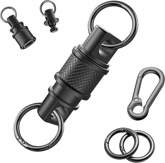 Quick Release Keychain with Detachable Key Rings-Heavy Duty Retractable Key Chain Clip for Men&Wome