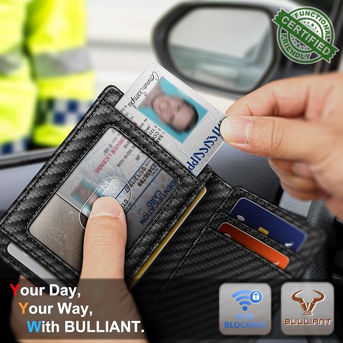 BULLIANT Slim Wallet For Men 12Cards,Magnetic Flip Build-in Money Clip Airtag Compatible-RFID Blocking