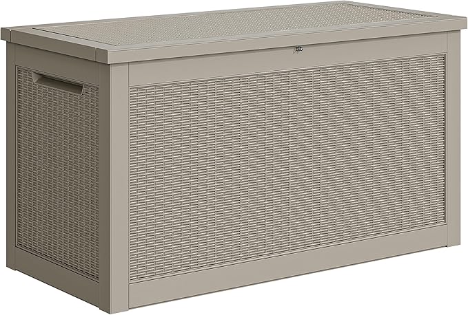 YITAHOME 320 Gallon XXL Large Deck Box, Outdoor Resin Storage Box, Lockable Storage Container for Patio Cushions, Furniture, Garden Tools, Water Resistant (Brown)