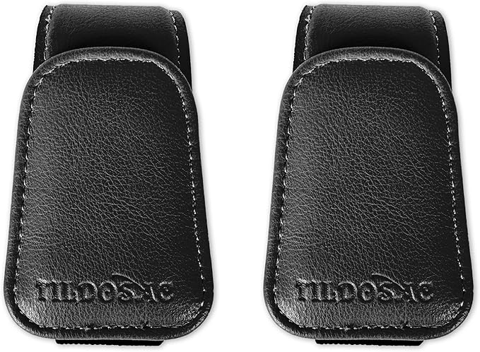 TILDOSAC Magnetic Sunglass Holder for Car Visor,Leather Glasses Holder,Vehicle Accessories Sunglasses Visor Clip for Truck 2 Pack