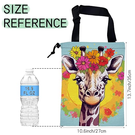 Cute Giraffe Car Garbage Bag,Splash Floral Waterproof Small Car Trash Bag Hanging Back of Seat,Drawstring Hanging Car Trash Bag with Adjustable Buckle for Car Accessories