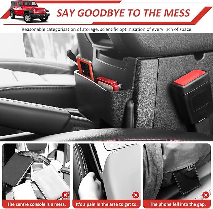 Center Console Hanging Organizer Tray Fit for 2018-2025 Jeep Wrangler JL JLU 4XE/Gladiator JT Center Console Armrest Box for Wrangler&Gladiator Accessories(Hanging Organizer)