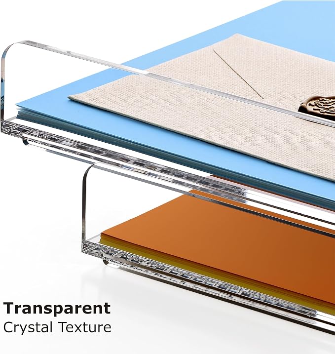 4 Tier Stackable Letter Tray, Acrylic Paper Organizer File Trays Paper Sorter, Clear Office Supplies Accessories for Letter/A4 Size Folders Documents 12.4inx8.86inx6.65in