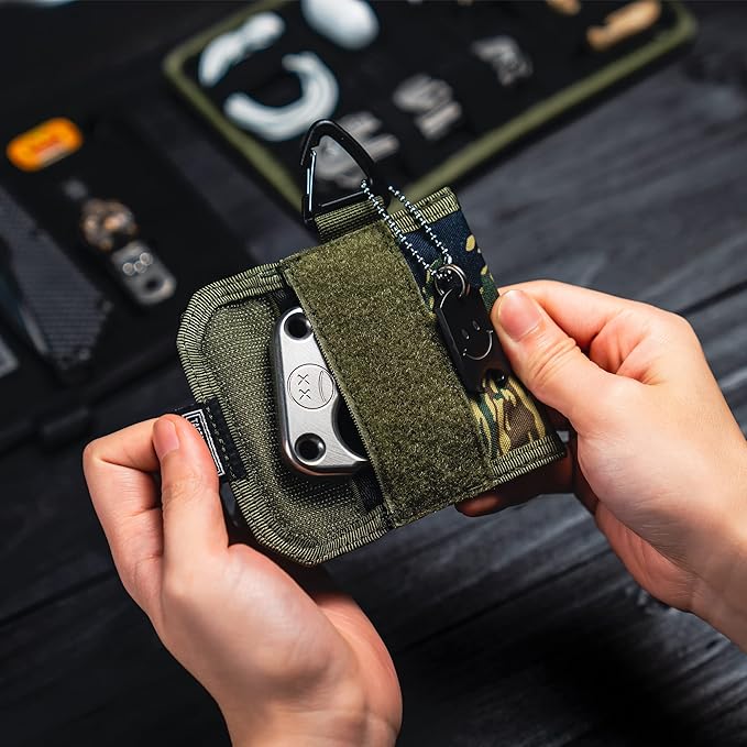 TACTICAL GEEK Storage A2 S EDC Pouch Organizer, Nylon Coin Purse, Multi-Purpose Storage Pocket, Cool Slim Multitools Pocket Organizer for Men, Compact Gadget Pouch for Daily Carry Camouflage