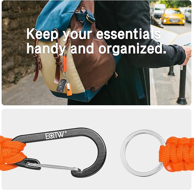 EOTW Carabiner Keychain,Paracord Keychain Small Aluminum Clip D Ring for Camping, Hiking, Fishing, Or As A Key Organizer