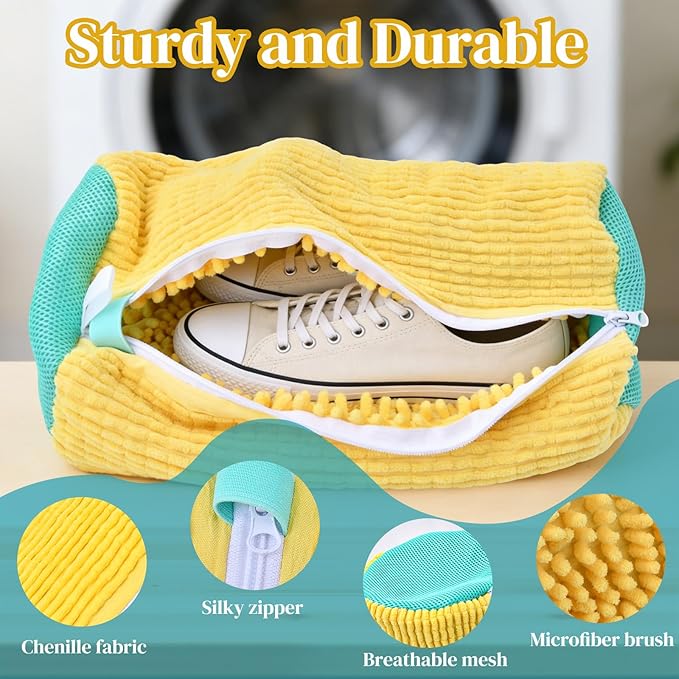 2Pack Shoe Laundry Bags + 2Pack Travel Laundry Bags, Large Bags for Camping & Traveling, Sneaker Washing Machine Bag Laundry Storage & Organization for Home