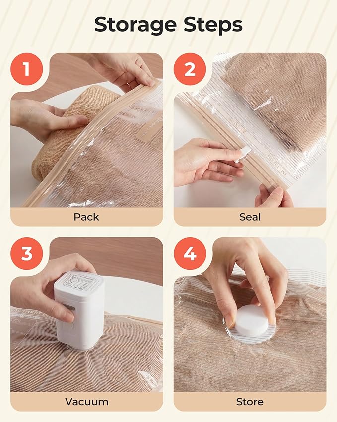 BAGSMART Vacuum Seal Storage Bags for Clothing Travel, 21 Pack Travel Essentials Bundle includes Laundry Bag & Waterproof Shoe Bag & TSA Approved Toiletry Bag, Hand Pump Included
