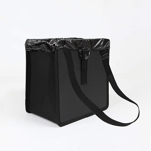 KMMOTORS Car Trash Can, Jopps, Car Trash Bag Hanging, Fordable Garbage Can, Front seat, Back seat, Vegan Leather, Collapsible (Jopps, Medium, Black)