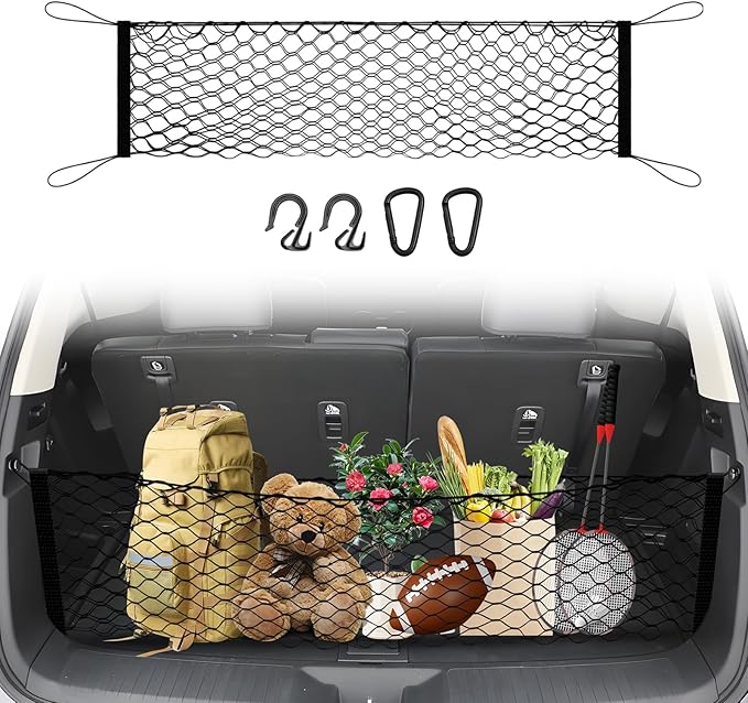 Karltys Cargo Net for Honda Pilot 2023-2026 Envelope Style | Elastic Mesh Net | Heavy Duty | Metal Hooks | Honda Pilot Trunk Net Accessories