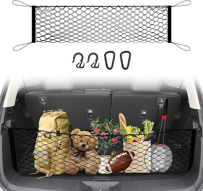 Karltys Cargo Net for Honda Pilot 2023-2026 Trunk Net | Envelope Style Elastic Mesh Net | Heavy Duty Metal Hooks | Honda Pilot Accessories
