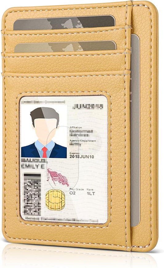 Teskyer Slim Wallet for Men, Minimalist Front Pocket RFID Blocking Leather Wallet Credit Card Holder for Men & Women