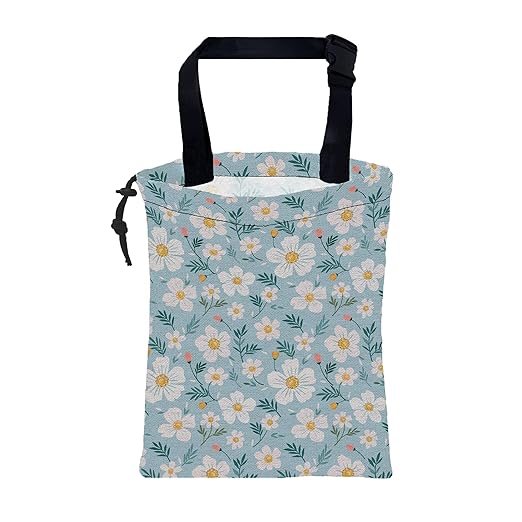 Car Garbage Bag Beautiful Blue Blooming Flowers Drawstring Car Trash Bag Hanging for Back Seat with Adjustable Buckle Canvas Vehicle Trash Can Easy-to-Install