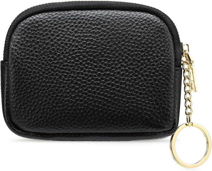 SENDEFN Mini Coin Purse Soft Leather Small Coin Pouch Purses Women Zipper Pocket with Key Ring