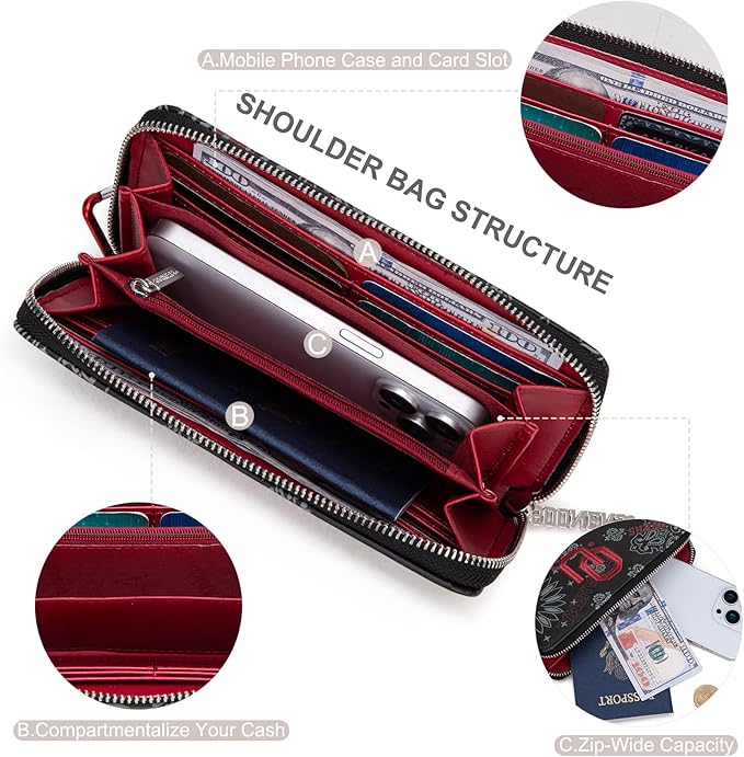 Oklahoma Sooners Wristlet Purse Licensed, OU Team Clutch Wallet with RFID Blocking Card Slot, Zipper Purse for Fan Gifts, Game Day, Travel Essentials | Black, NC-OU011BK