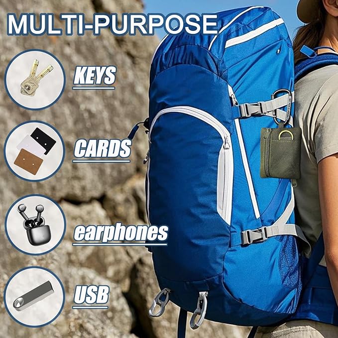 3 Pack Tactical EDC Keychain Pouch, Mini Wallet with Upgraded D-Ring - Military Mini Molle Utility Organizer for Outdoor, Hiking, Camping, Belt Gear, Zipper Pocket Bag