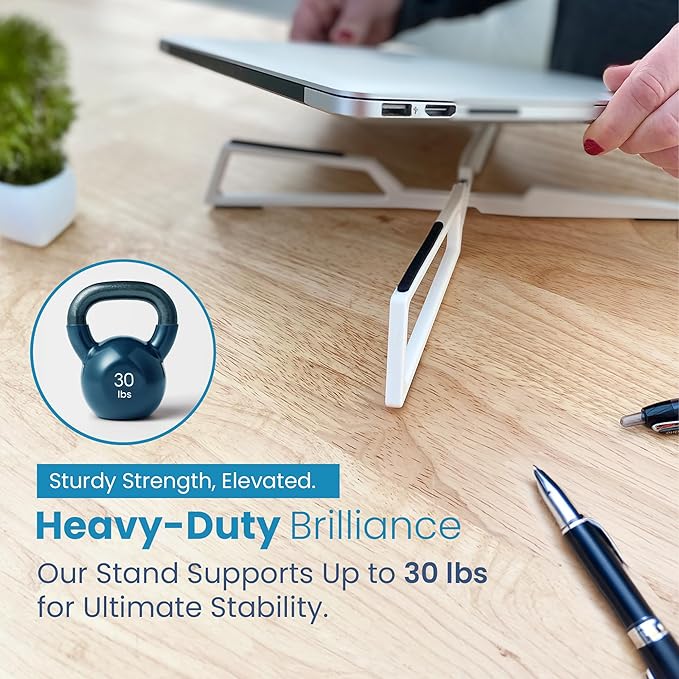 Portable Laptop Riser Stand- Lightweight & Adjustable Computer Holder, Ergonomic, Foldable - Compatible with Apple MacBook Pro & Air, HP, Dell, Tablet & More 10" - 16" Notebooks (Silver)