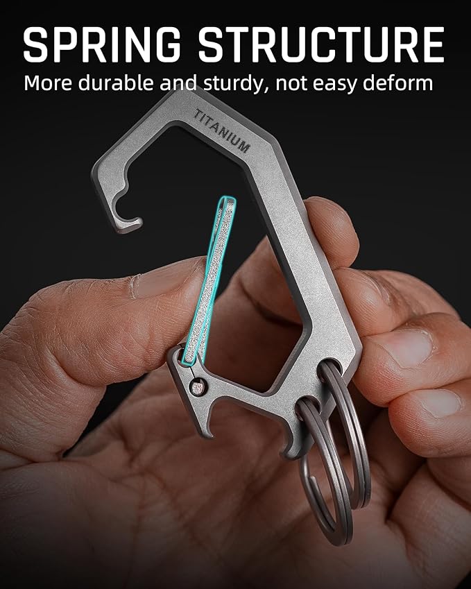 TISUR Titanium Carabiner Keychain Clip, Heavy Duty Key Ring Holder,Bottle Opener Car Key Chains for Men Women