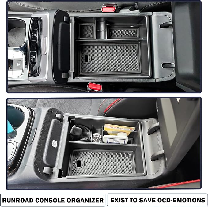 RUNROAD Center Console Organizer Tray Compatible with Hyundai Tucson Limited Hybrid 2022-2024 and Santa Cruz 2022-2024 Accessories with Automatic Transmission (SEL Only for 2022-24 Hybrid SEL), Black