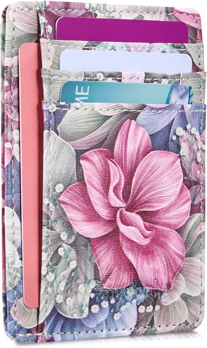Travelambo Front Pocket Minimalist Leather Slim Wallet RFID Blocking Medium Size