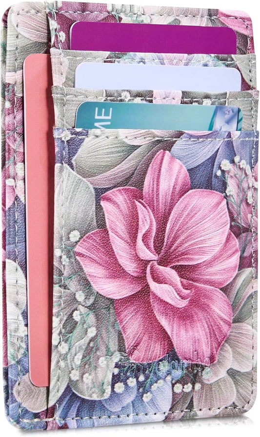 Travelambo Front Pocket Minimalist Leather Slim Wallet RFID Blocking Medium Size