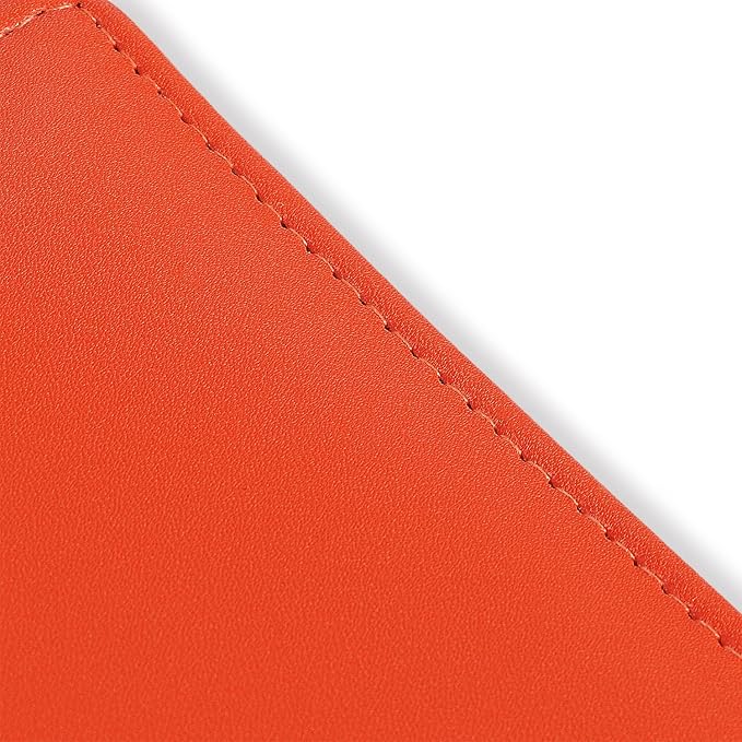 Sanlykate Leather Checkbook Cover for Men and Women, Check Book Case Card Holder with Free Divider, Standard Register Duplicate Checks with pen inserts, Tangerine