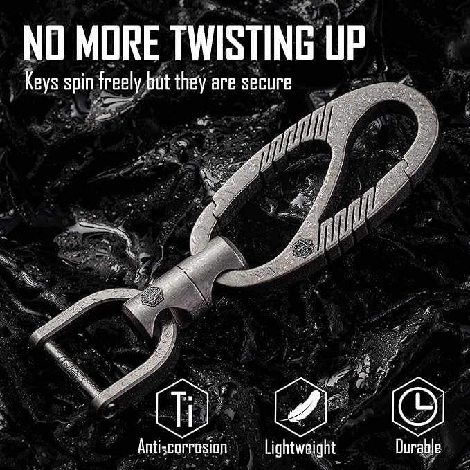 KeyUnity Titanium Carabiner Keychain Clip, Dual-Gate Quick Release EDC Key Ring Holder Organizer for Men and Women