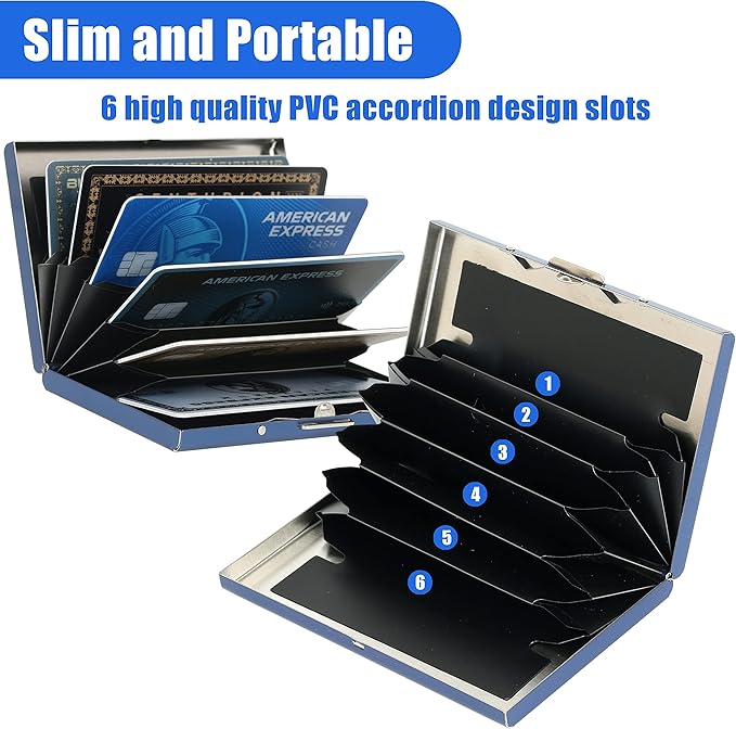 BONSYL® Credit Card Holder, RFID Blocking Slim Metal Credit Card Wallet, with Card Slots, for Women and Men. | RFID Blocking, Slim, 6 Card Slots