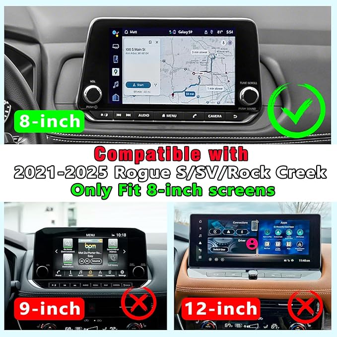 3PCS Center Console Organizer Compatible with 2021-2025 2026 Nissan Rogue S/SV/Rock Creek Dashboard Tray Armrest Storage Box Lower Center Console Interior Accessories(Only Fit 8-Inch Screen)