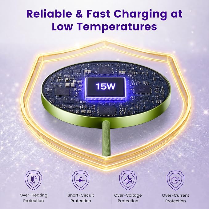 15W Wireless Charger for Apple MagSafe Charger, Magnetic Fast Charging Pad | Compatible for iPhone 17 16 15 14 13 12 Pro Max, AirPods-Slim Portable for Desk Bedside and Travel - 3 Pack, Light Green