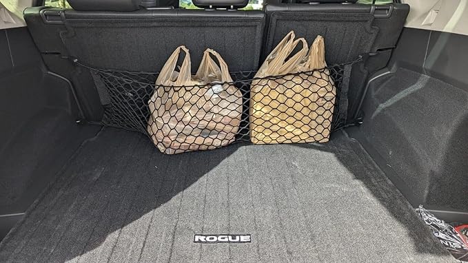 Rear Trunk Organizer Cargo Net for Nissan Rogue 2021-2026 – Envelope Style Cargo Net for SUV – Premium Mesh Elastic Car Trunk Organizer Vehicle Carrier Storage – Compatible with Rogue