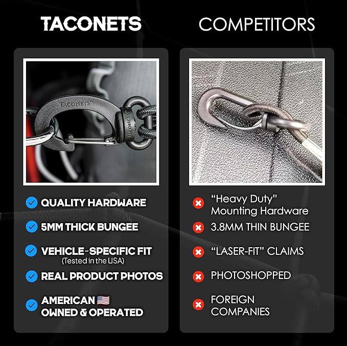 TacoNets Envelope Cargo Net for Acadia/Traverse/Enclave - Fits 2024-Current - Upgraded 5mm Bungee - Integrated Storage Bag - Heavy Duty Hooks - Designed in USA