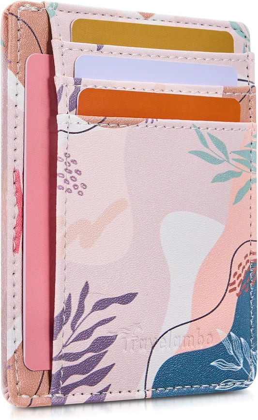 Travelambo Front Pocket Minimalist Leather Slim Wallet RFID Blocking Medium Size