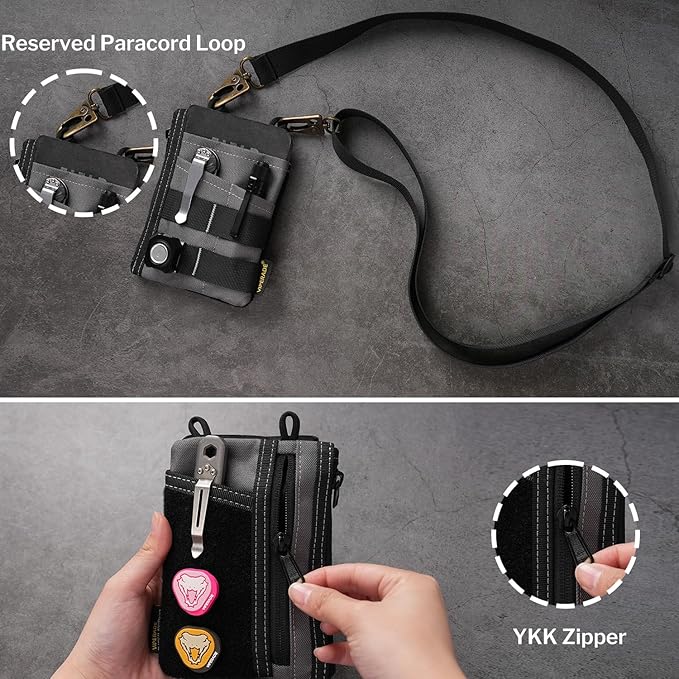 VIPERADE VE18 EDC Pouch, Pocket Organizer for Men, EDC Pocket Organizer, 3 Slots with 2 Zipper Pockets, Multitool Pouch