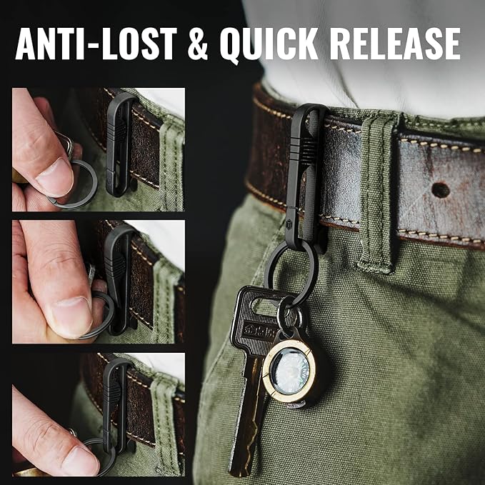 KeyUnity KM03 Titanium Keychain Clip Belt Loop Key Holder with Removable Key Ring for Duty Belt