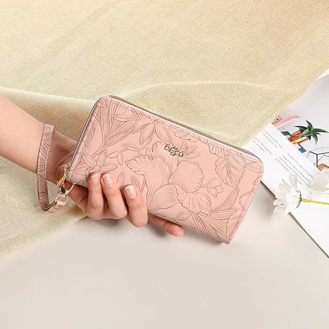 RNIEGA Wallet for Women Clutch Double Zip Around Credit Card Holder Leather Women's Wallet Large Capacity