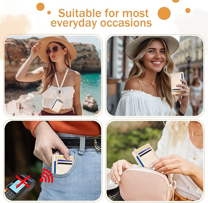 Yonlevres Credit Card Holder for Women, Slim RFID Wallet Front Pocket Small Card Holder, Travel Card Case ID Window PU Leather Cute Funny Thin RFID Blocking Card Organizer Gifts Girls Ladies