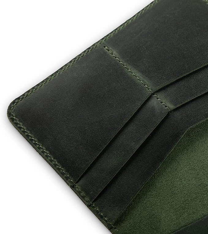 PEGAI Personalized Leather, Passport Holder For Travel | Handmade Passport Wallet Cover Case | Travel Document Holder, Passport Cover for Men, Women, and Family | Pike (Green)