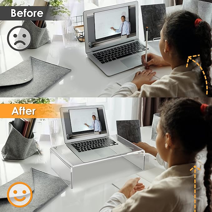 Acrylic Monitor Stand Riser Clear Computer Monitor Stand for Laptop PC Printer Computer Riser Acrylic Tray